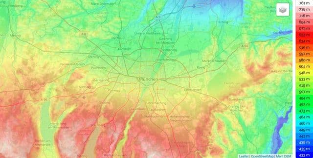 Munich elevation map