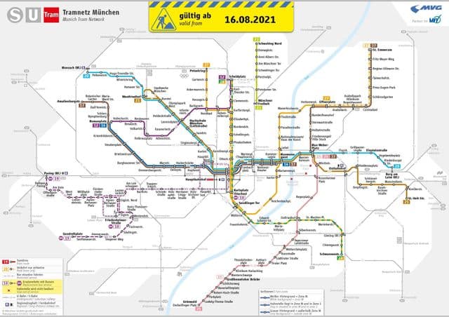 Munich tram stations map